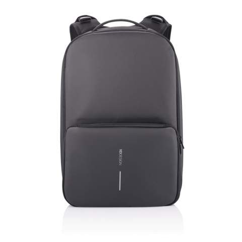 Flexible and practical, the Flex Gym bag is the first business backpack and gym bag in one. Quickly convert this backpack from business to gym style by expanding the front pocket from 16 to 24 litres. The anti-theft design with no front access and hidden zippers in the main compartment will ensure that you carry your professional devices securely. With the RFID-protected pocket on the back, you can safely store your wallet, cell phone, or credit cards. Additionally, this backpack keeps you powered with a fast USB charging port on the shoulder strap where you can also find a sunglasses holder. The Flex Gym bag is the perfect backpack whether you are on your way to work, university, or the gym. Made from R-pet fabric with the AWARE™ tracer. With AWARE™, the use of genuine recycled fabric is guaranteed. 42% recycled content. Registered design®<br /><br />FitsLaptopTabletSizeInches: 15.6<br />PVC free: true