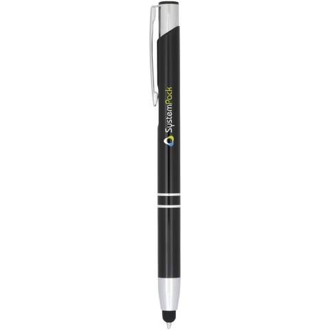 Der metallisch eloxierte Kugelschreiber verfügt über einen integrierten Eingabestift an der Stiftspitze. Der Stift ist in einer Vielzahl von Farben erhältlich und hat eine eloxierte Oberfläche, die ihm einen markanten Glanz verleiht. Das umfangreiche und beliebte Moneta-Sortiment ist in vielen verschiedenen Stilen und Ausführungen erhältlich.