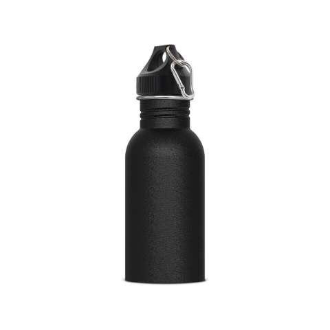 Einwandige Trinkflasche aus Edelstahl. Die 100% auslaufsichere Trinkflasche wird in einer Geschenkverpackung geliefert. Die Pulverbeschichtung der Aussenwände verleiht der Flasche ein elegantes Aussehen. Geeignet für kalte, kohlensäurefreie Getränke.