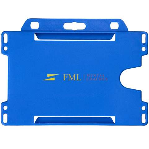 Landscape card holder which is ideal for exhibitions, workplaces, and networking events. Suitable for standard business card and credit card sized passes.