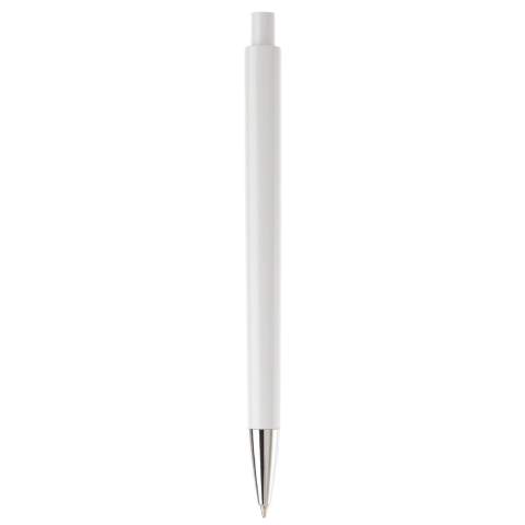Stylo bille simple avec mécanisme poussoir, pointe métal et fournis avec une cartouche d'encre bleue. Marquage en tampographie et sérigraphie. Audit BSCI. Tous nos produits sont testés et certifiés, et répondent  aux normes sociales. 