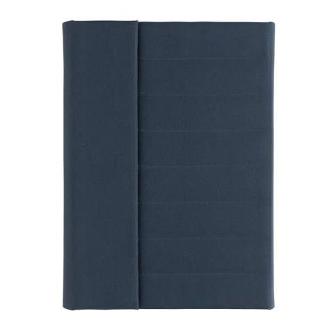 Carnet A5 en rPET Aware™. Le carnet contient 64 feuilles/128 feuilles de papier ligné 80gm/s de couleur crème. À l'intérieur, vous trouverez 1 grande pochette, 2 emplacements pour cartes et un passant stylo. Fermeture magnétique. Avec le traceur AWARE™ qui valide l'utilisation authentique de matériaux recyclés. Chaque portefeuille a réutilisé 6,5 bouteilles PET de 0,5L. 2 % des recettes de chaque produit Impact vendu seront reversés à Water.org. Sans PVC.<br /><br />NotebookFormat: A5<br />NumberOfPages: 128<br />PaperRulingLayout: Pages lignées