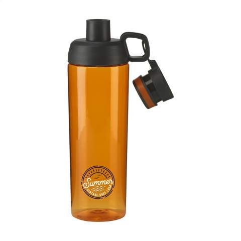 Solid water bottle made from transparent plastic with double opening. BPA-free. Capacity 890 ml. Each piece in a gift box.