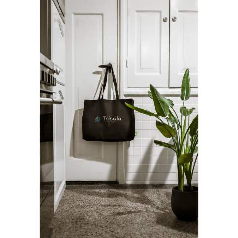WoW! Sturdy ECO shopping bag made of 100% organic quality cotton (180 g/m²). With long handles and made from Durable and environmentally friendly material, this shopping bag is the perfect replacement for one-use plastic bags. Capacity approx. 19 litres.