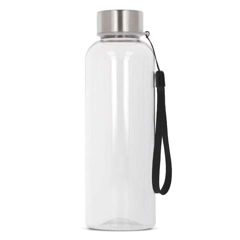 Améliorez votre hydratation avec notre bouteille en R-PET 'Jude' dotée d'un couvercle en métal et d'une poignée en cordon polyvalente, disponible dans différentes couleurs vives. Élégante, durable et pratique - choisissez votre couleur, transportez-la facilement et faites de chaque gorgée un moment éco-chic ! Peut contenir de l'eau chaude jusqu'à 65 degrés.