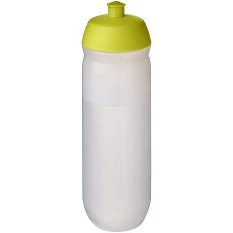 Single-walled sport bottle with a screw-fix pull-up lid. Made from flexible MDPE plastic, this squeezy bottle is perfect for sporting environments. Volume capacity is 750 ml. Made in the UK. BPA-free. EN12875-1 compliant and dishwasher safe.