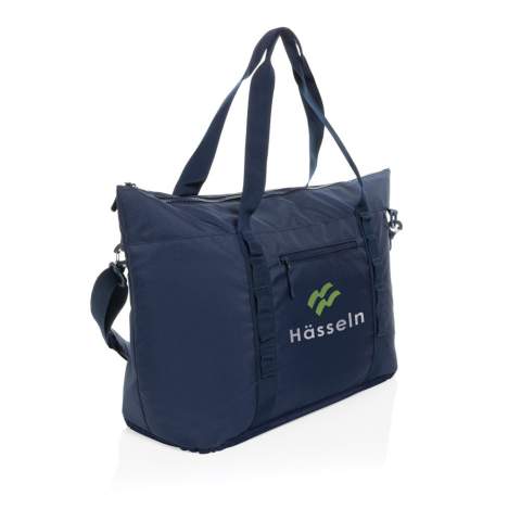 "The Sonny Aware™ RPET XL Cooler Tote is designed for those who need ample space and efficient cooling on the go. Made from 100% RPET material with a durable PEVA lining, this cooler tote is both functional and stylish. It features two sturdy webbing handles and an adjustable 140cm shoulder strap for comfortable carrying. The front webbing loops allow you to attach small items, while the front zipper pocket and back mesh drink holder provide easy access to your essentials. The spacious main compartment is lined with silver-grey PEVA, perfect for keeping your food and drinks cool and fresh. The bag is completed with color-coordinated pockets, zippers, and pullers for a sleek look. Made with recycled polyester embedded with the AWARE™ tracer. 2% of proceeds of each product sold with AWARE™ will be donated to Water.org. PVC free"<br /><br />PVC free: true