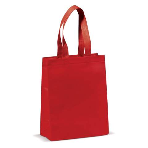 Non-Woven Tasche in verschiedenen Farben. Matt laminiert. Die Griffe sind aus Non-Woven-Material gefertigt. Ideal für Lebensmitteleinkäufe oder einen Tag am Strand. Auch für Geschäftskonferenzen geeignet.