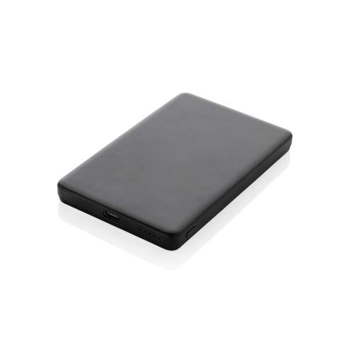 5.000 mAh ultra thin powerbank with 5W magnetic wireless charger where the case is made out of RCS certified recycled aluminum and recycled ABS plastic. RCS (Recycled Claim Standard) is a standard to verify the recycled content of a product throughout the whole supply chain. Total recycled content: 23 % based on total item weight. The powerbank contains a long lasting grade A 5.000 mAh lithium polymer battery. The power indicators will indicate the remaining energy level so you always know when to re-charge.; Type-C Input 5V/2.4A; USB C output:5V/2A.4A Item and accessories PVC free. Including RCS certified recycled TPE charging cable. Packed in FSC® mix packaging.<br /><br />WirelessCharging: true<br />PowerbankCapacity: 5000<br />PVC free: true