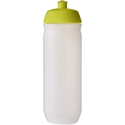 Single-walled sport bottle with a screw-fix pull-up lid. Made from flexible MDPE plastic, this squeezy bottle is perfect for sporting environments. Volume capacity is 750 ml. Made in the UK. BPA-free. EN12875-1 compliant and dishwasher safe.