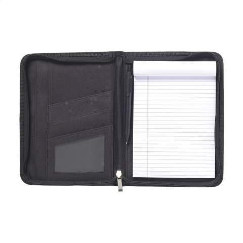 Conference/document folder made of fine bonded leather, in A5 format. With a range of pockets and zip closure. Incl. writing pad and ballpoint pen. Each item is supplied in an individual brown cardboard box.
