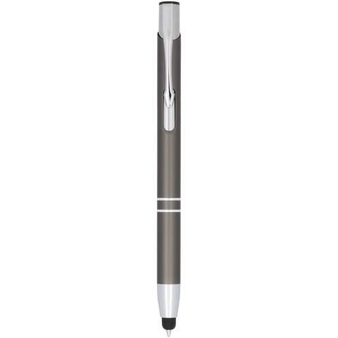 Ce stylo bille métallique anodisé est doté d'un stylet intégré sur la pointe. Ce stylo est disponible dans une grande variété de couleurs et présente une finition anodisée qui lui donne un éclat étonnant. La gamme Moneta, vaste et populaire, est disponible dans de nombreux styles et finitions différents.