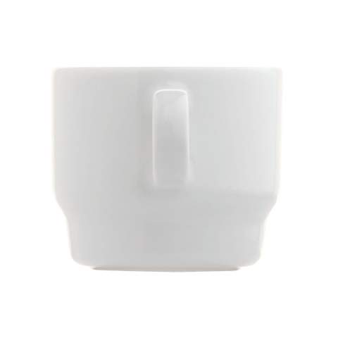 Cup and saucer of high-quality porcelain from the Toppoint design 'Satellite' series. Big imprint space. The square shaped saucer has additional space around the cup. Made in Europe.