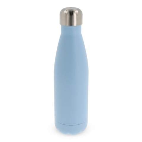 Double walled vacuum insulated drinking bottle with a metallic finish. This 100% leak-proof bottle keeps drinks at the same temperature for longer thanks to the vacuum in between the walls. Drinks will stay warm for up to 12 hours and/or cold up to 24 hours. Comes packaged in a gift box.