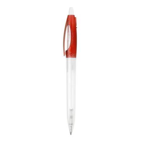 Der Kugelschreiber Bio-S!-Klar mit transparentem Gehäuse und farbigem Clip. Ausgestattet mit einer blau schreibenden X20-Refill-Mine. Hergestellt aus PLA, einem biologisch abbaubaren Material. Dies bedeutet, dass er eine gute und umweltfreundliche Wahl für einen Werbeartikel ist. Der Druckkugelschreiber besteht aus ABS und wird in Europa hergestellt. Ab einer Abnahmemenge von 5.000 Stück sind eigene Farbkombinationen möglich.