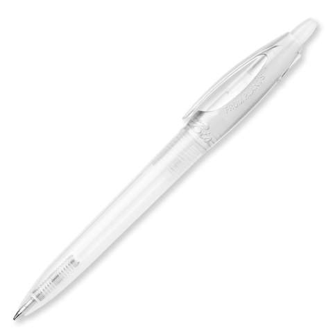 Stylo bille transparent Bio-S! avec corps transparent et clip coloré. Sa cartouche X20 écrit jusqu’à 2.5km, écriture par défaut bleue. Fabriqué en PLA qui est un matériau biodégradable. C'est un très bon choix promotionnel et écologique. Le stylo est fabriqué en Europe. À partir de 5.000 pièces, vous pouvez choisir vos propres couleurs.