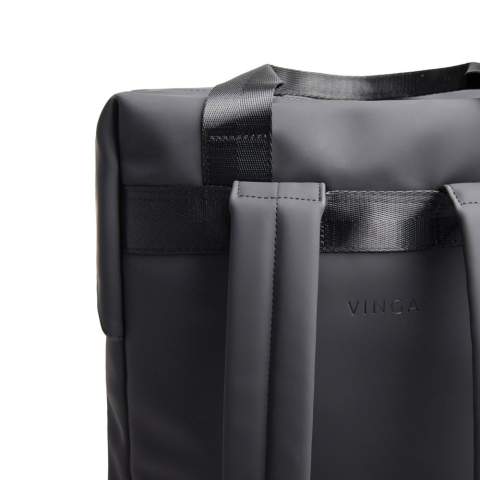 Eine handliche Tasche mit schlankem Design. Kann als Tragetasche oder Rucksack getragen werden. Die Tasche verfügt über eine breite Reißverschlussöffnung zum bequemen Verstauen Ihres Laptops und anderer Wertsachen. Ein Riemen auf der Rückseite ermöglicht das Befestigen an einem Trolley für komfortables Reisen. Außerdem verfügt sie über eine große Fronttasche, eine Innentasche und einen praktischen Flaschenhalter. Zertifiziert nach RCS (Recycled Claim Standard), garantiert diese RCS-Zertifizierung, dass die gesamte Lieferkette der recycelten Materialien zertifiziert ist. Der Gesamtanteil an recyceltem Material basiert auf dem Gesamtgewicht des Produkts. Dieses Produkt enthält 19% RCS-zertifiziert recyceltes Polyester.<br /><br />FitsLaptopTabletSizeInches: 16.0
