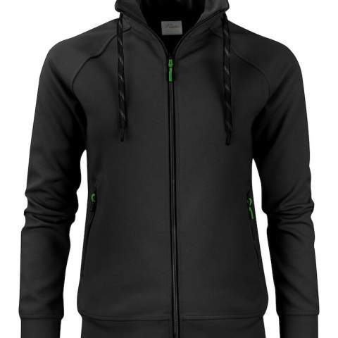 Polyester sweatshirt met raglanmouwen en een tweekleurig trekkoord. Ritssluiting vooraan en aan de zijzakken met contrasterende zipper pullers. Verborgen ritssluiting in de kraag om makkelijk het trekkoord te vervangen.
