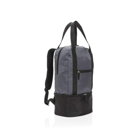 Dieser TwoTone Ruckack aus 500D Polyester hat ein Hauptfach für Ihre Strandsachen und ein Kühlfach im Boden für bis zu 8 Dosen. Kann mit den Tragegurten auch als Tasche verwendet werden.<br /><br />PVC free: true