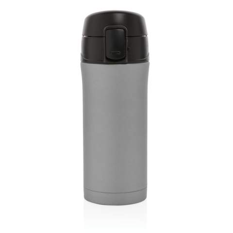 A beautiful metallic version of this great double wall stainless steel vacuum mug that keeps your drink warm for up to 5 hours or cool for up to 15 hours. The lid is lockable and therefore avoids any risk of leaking or spilling. The lid is easy to keep clean for optimal hygiene and is dishwasher safe. The unique design of the mug allows you to drink conveniently and safely with one hand directly from the mug. The size of the mug is suitable to place in any car drink holder. Capacity: 300 ml.<br /><br />HoursHot: 5<br />HoursCold: 15