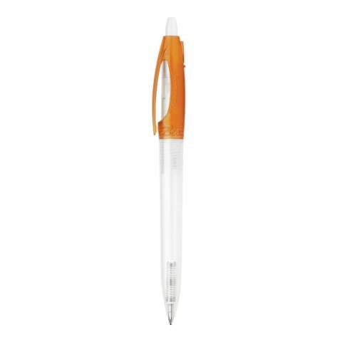 Transparante balpen Bio-S! met transparante barrel en gekleurde clip. Inclusief een X20 vulling met blauw schrijvende inkt. Gemaakt van PLA kunststof, wat een biologisch afbreekbaar materiaal is. Dit betekend dat het een goede en duurzame keuze is als promotioneel artikel. De pen heeft een drukmechaniek en is geproduceerd in Europa. Kleur combinaties voor deze pen zijn mogelijk vanaf 5.000 stuks.