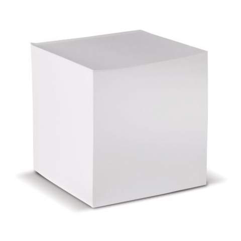 Cube-papier, feuilles blanches. 840 feuilles, marquage feuille à feuille possible. Livré sous polybag individuel. 90g/m².