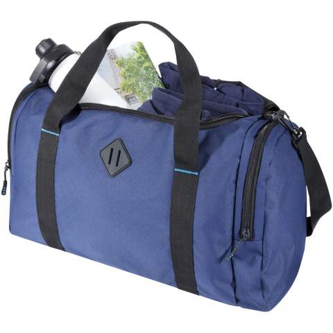 Saving the ocean one bag at a time! The REPREVE® Our Ocean™ duffel bag is made from recycled ocean bound plastic. Featuring a large zippered main compartment, two zippered side pockets for items like shoes or accessories, carry grab handles, and a removable, padded, and adjustable shoulder strap.