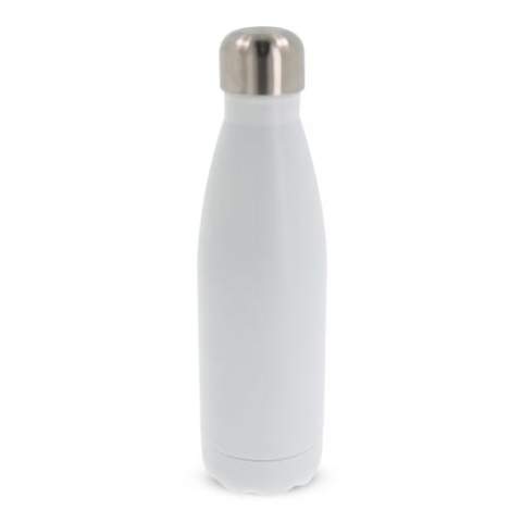 Double walled vacuum insulated drinking bottle. This 100% leak-proof bottle keeps drinks at the same temperature for longer thanks to the vacuum in between the walls. Drinks will stay warm for up to 12 hours and/or cold up to 24 hours. Powder coating for a premium look. Comes packaged in a gift box.