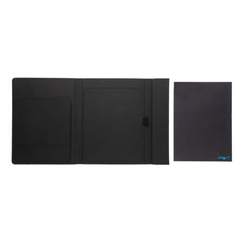 Keep all your work essentials organised with this beautiful A4 Aware™ RPET portfolio with magnetic closure. Inside you will find 1 big sleeve pocket, 2 additional pockets and a pen loop. Including FSC recycled paper notepad. The notepad contains 20 sheets cream coloured lined 70gm/s recycled paper. Interior and exterior 100% recycled polyester. With AWARE™ tracer that validates the genuine use of recycled materials. Each portfolio has reused 3.2 0.5L PET bottles. 2% of proceeds of each Impact product sold will be donated to Water.org. PVC free.<br /><br />NotebookFormat: A4<br />NumberOfPages: 20<br />PaperRulingLayout: Lined pages