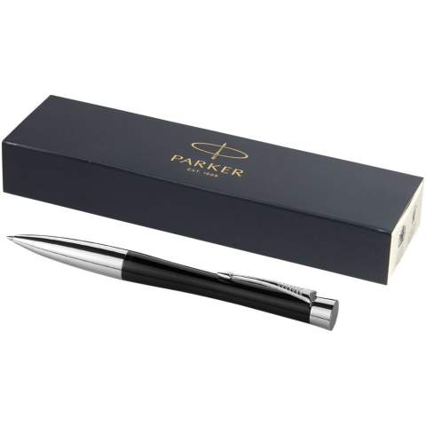 Cooler Stift der neuen Generation, der modernes Schreiben neu definiert und die Regeln neu erfindet. Er kombiniert Ergonomie mit Kunst, für eine unkonventionelle Kugelform mit perfektem Gewicht und Balance. Mit Parker Geschenkkarton. Wird mit einer Kugelschreibermine geliefert. Exklusives Design.