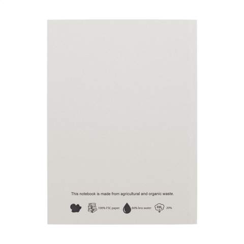 WoW! Notitieboek in A5-formaat. Met ca. 100 vel/200 pagina's gelinieerd papier (80 g/m²). De softcover bestaat voor 15% uit agrarisch en organisch afval van bijvoorbeeld tomaten, pepers, planten en uien. Dit afval wordt vermengd met gerecycled papier, afkomstig uit Europa. Een handig notitieboekje voor het maken van aantekeningen en noteren van ideeën.