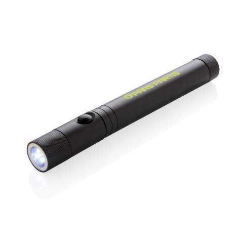 The perfect tool for any need, this double magnetic LED work light is great for attaching to any metal surface for optimal lightning.  This aluminium flashlight allows you to extend from its normal size of 17cm to 58cm allowing you to pick up items that are stuck in hard to see and reach places with the magnet on front. This flashlight is equipped with three LED for extra bright exposure in dark spaces. When the light is extended the head becomes flexible and can be adjusted in any direction. Includes batteries for direct use.<br /><br />Lightsource: LED<br />LightsourceQty: 3