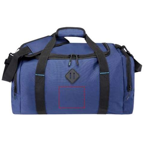Saving the ocean one bag at a time! The REPREVE® Our Ocean™ duffel bag is made from recycled ocean bound plastic. Featuring a large zippered main compartment, two zippered side pockets for items like shoes or accessories, carry grab handles, and a removable, padded, and adjustable shoulder strap.