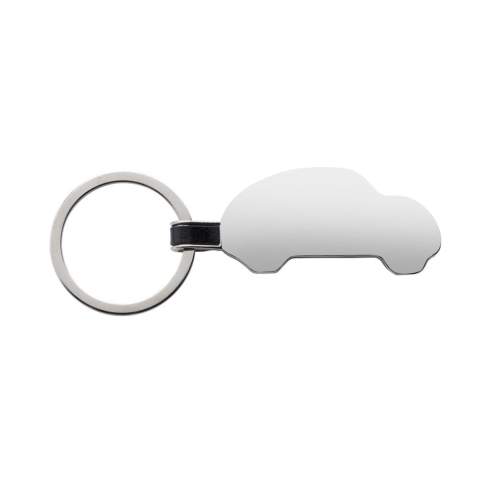 Porte-clés en forme de voiture en alliage de zinc recyclé RCS. Contenu total recyclé : 84% sur la base du poids total de l'article. La certification RCS garantit une chaîne d'approvisionnement entièrement certifiée des matériaux recyclés. Emballé dans un sachet en papier.