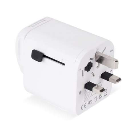 This universal travel adapter enables you to charge your devices anywhere in the world. Features one USB-port and a Type-C input. Comes packaged in a gift box.