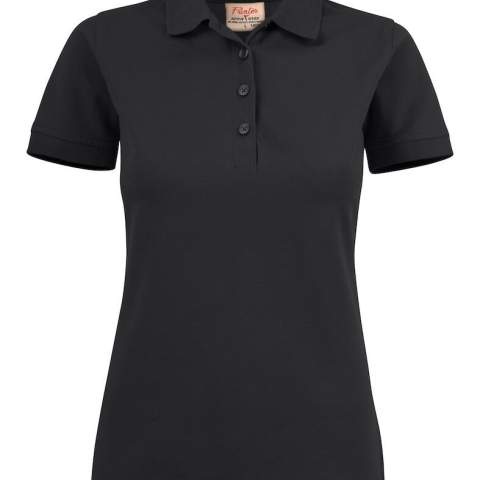 Polo piqué met stretch. 4-knoopssluiting, neklint, zijsplitjes en geribde manchettten. Oeko-Tex 100 gecertificeerd.