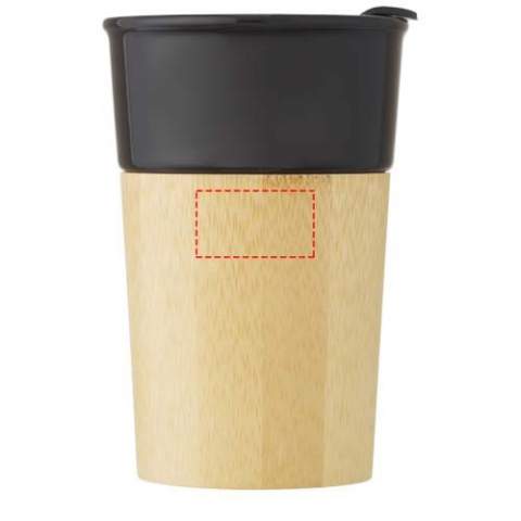 Stylish porcelain mug with organic bamboo exterior which provides a natural look and comfortable grip. The Pereira mug features a push-on spill-proof slide-lock lid and is BPA Free. Volume capacity is 320 ml. Handwash recommended. Presented in a recycled cardboard gift box.