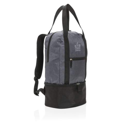 Dieser TwoTone Ruckack aus 500D Polyester hat ein Hauptfach für Ihre Strandsachen und ein Kühlfach im Boden für bis zu 8 Dosen. Kann mit den Tragegurten auch als Tasche verwendet werden.<br /><br />PVC free: true