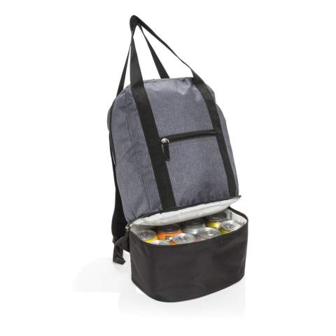 Dieser TwoTone Ruckack aus 500D Polyester hat ein Hauptfach für Ihre Strandsachen und ein Kühlfach im Boden für bis zu 8 Dosen. Kann mit den Tragegurten auch als Tasche verwendet werden.<br /><br />PVC free: true