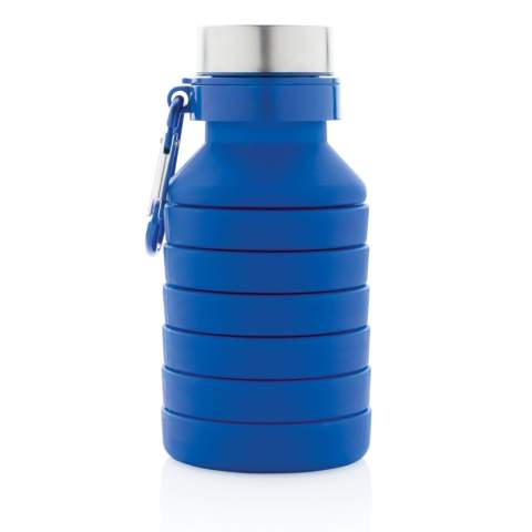 Bespaar 50% ruimte dankzij deze slim ontworpen opvouwbare siliconen fles. Met een inhoud van 550 ml kun je jezelf gehydrateerd houden terwijl je onderweg bent tijdens je buitenactiviteiten. Gemaakt van 100% food grade flexibel siliconen materiaal en is makkelijk schoon te maken. Met een handige karabijnhaak kan je de fles aan je tas haken, zodat je hem gemakkelijk kunt dragen. BPA-vrij.