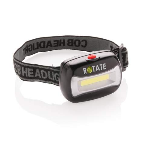 ABS head torch with ultra-bright COB torch. Including adjustable headband to fit all sizes. Including batteries.<br /><br />Lightsource: COB LED<br />LightsourceQty: 1