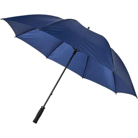 Handmatig openende paraplu met polyester scherm. Hij heeft een stevige metalen schacht en hoogwaardig frame volledig uit glasvezel, en biedt maximale flexibiliteit bij winderige omstandigheden. Gebogen EVA handvat, kunststof uiteinden en bovenzijde. Verkrijgbaar in de meest diverse moderne kleuren en met een groot decoratievlak op alle panelen.