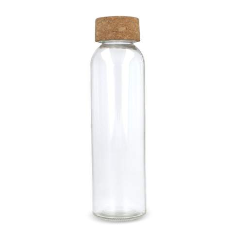 Diese Flasche kombiniert Funktionalität mit einem minimalistischen Design, gepaart mit einem natürlichen Korkdeckel. 