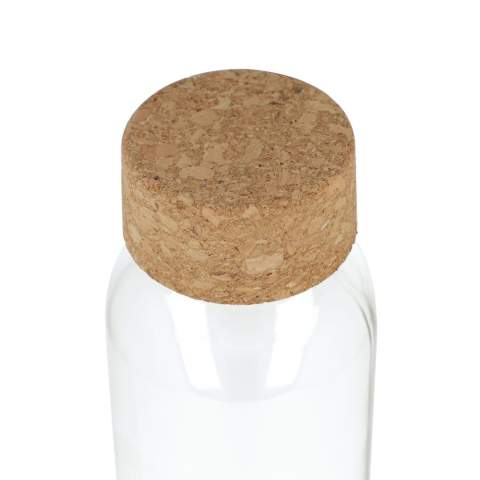 Diese Flasche kombiniert Funktionalität mit einem minimalistischen Design, gepaart mit einem natürlichen Korkdeckel. 