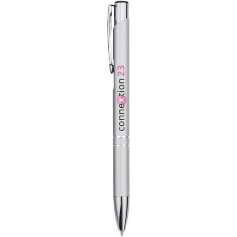Ballpoint pen with click action mechanism, lacquered finish, polished shine, and striking chrome details. The extensive and popular Moneta range is available in many different styles and finishes.