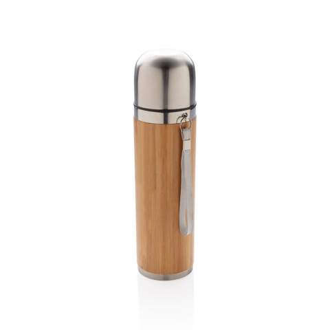 This unique vacuum travel flask comes with 304 foodgrade and rustproof stainless steel interior walls and organic bamboo exterior. Keep your drinks hot for up to 5h and cold for up to 15h. Content: 400 ml.<br /><br />HoursHot: 5<br />HoursCold: 15
