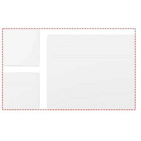 Features a Q-Mat mouse mat and a set of two matching coasters branded with your company design. The set comprises of a rectangular mousemat (0.3 x 23.5 x 20 cm) and two square coasters (0.3 x 9.8 x 9.8 cm).