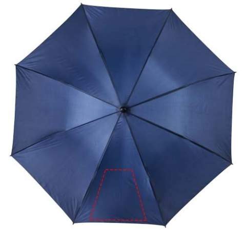 Handmatig openende paraplu met polyester scherm. Hij heeft een stevige metalen schacht en hoogwaardig frame volledig uit glasvezel, en biedt maximale flexibiliteit bij winderige omstandigheden. Gebogen EVA handvat, kunststof uiteinden en bovenzijde. Verkrijgbaar in de meest diverse moderne kleuren en met een groot decoratievlak op alle panelen.
