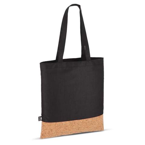 Diese strapazierfähige Tragetasche aus 300D recyceltem PET und Kork trägt ein maximales Gewicht von 10 kg. Perfekt für den täglichen Gebrauch. Hergestellt aus R-PET.