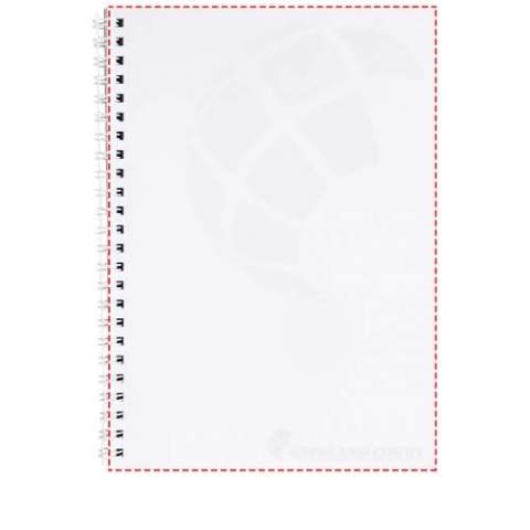 Includes 80 sheets (80g/m2) blank paper, and a black or white wire. Available in 3 sizes, A4, A5 and A6. Full colour decoration available on the cover and on each sheet, front- and back side.